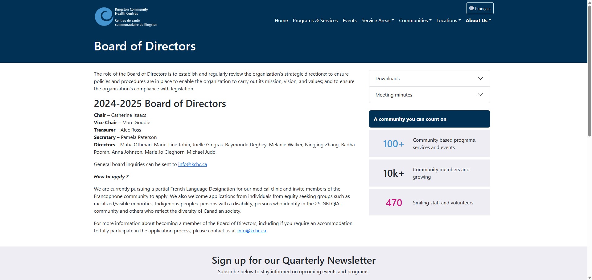 Board of Directors - Kingston Community Health Centres