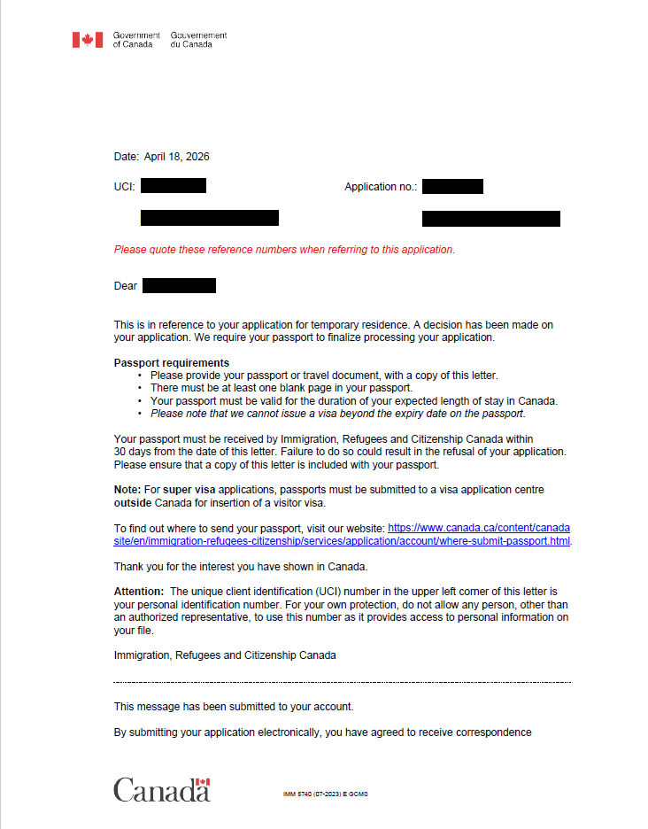 Canadian Super Visa counterfoil approved after three prior refusals - BridgePoint Law client